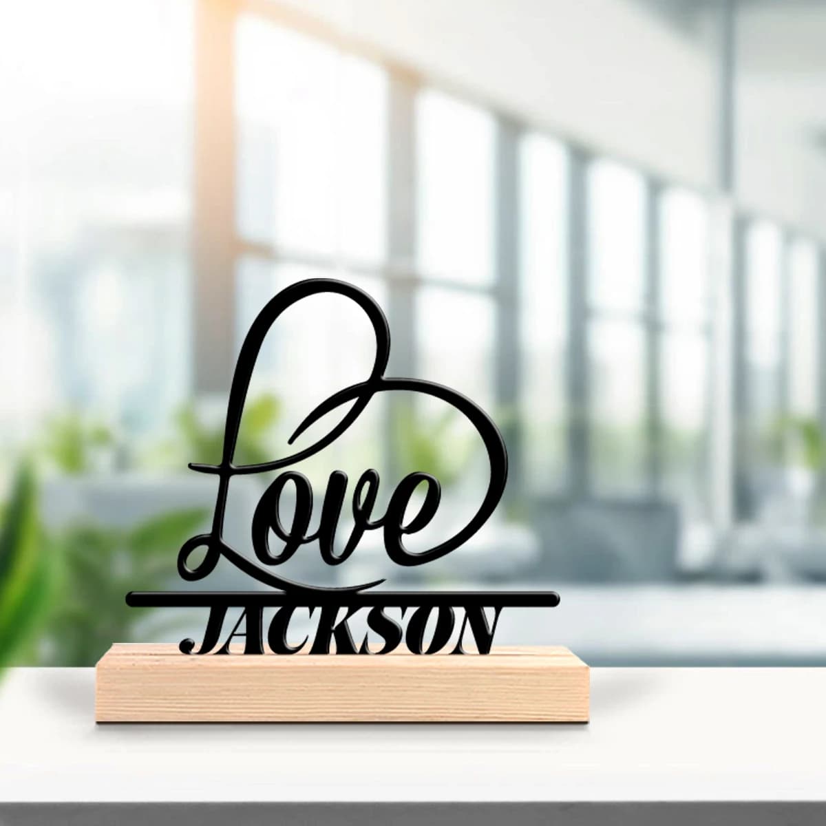 1pc Fashionable Personalized Custom Metal Statue Custom Content With Wooden Base Modern Rural Home Desktop Decorations
