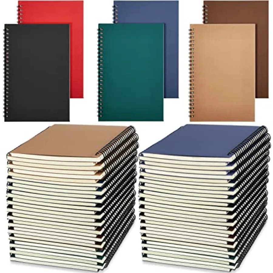 Leinuosen 36 Pack Lined Spiral Notebook Journal A5 Ruled Notepad Sketchbook Hardcover Lined Notebooks Journals for Office Schoo