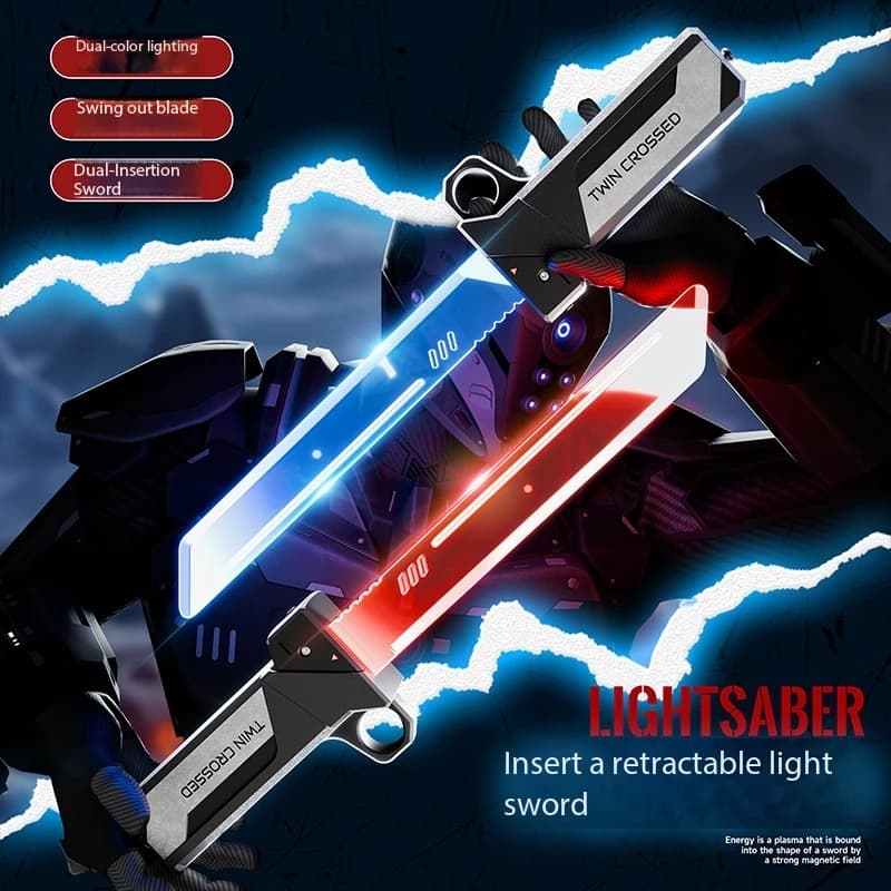 Spada Luminosa Rotante Multicolore con LED Lampeggiante per Giochi all'Aperto, Cosplay, Feste e Interazione Familiare per Bambini e Adulti
