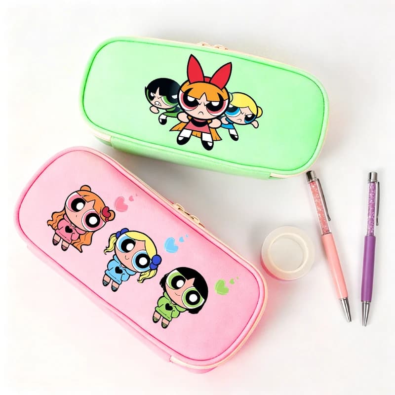 Astuccio per matite The Powerpuff Girls Blossom Bubbles Buttercup, borsa per cancelleria scolastica, pochette da viaggio per trucchi da donna, regalo per bambini