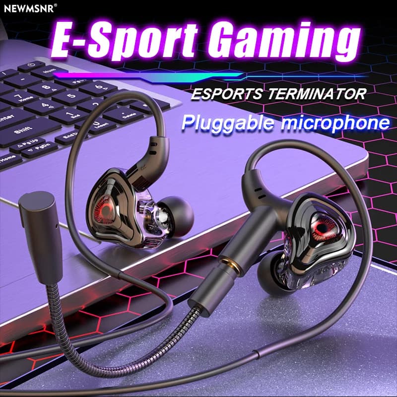 Cuffie da gioco E-Sports con 2 microfoni Tipo C e auricolari in-ear da 3,5 mm Cuffie con audio surround con microfono HD vivavoce per Samsung