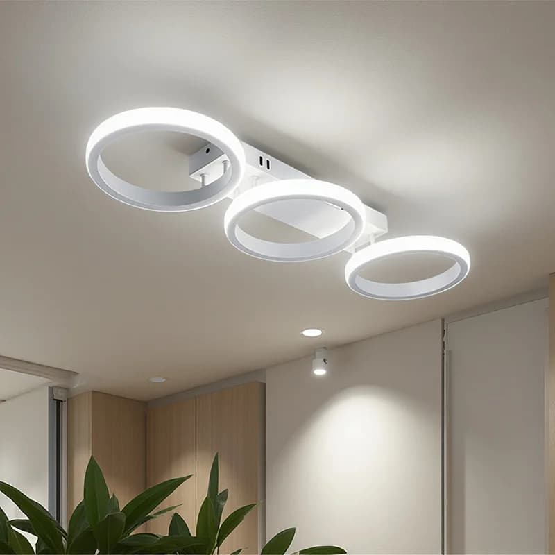 Plafoniere moderne Plafoniere a LED cromate dimmerabili a 3 anelli con telecomando vicino all'illuminazione dei soffitti