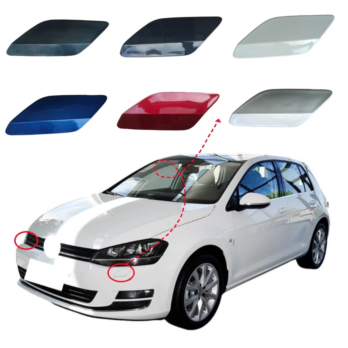 1Pc For VW Golf 7 MK7 2013-2017 Bumper Headlight Headlamp Washer Nozzle Cover Cleaning Water Spray Cap Lid 5GG955109 5GG955110