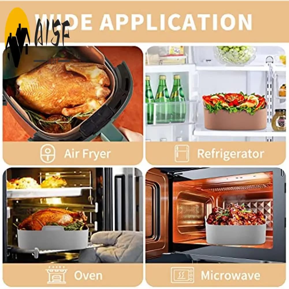 A15F-Reutilizzabile Airfryer Cestello in silicone Forno Teglia da forno Pizza fritta Cestino di pollo Facile da pulire Fodera per friggitrice ad aria