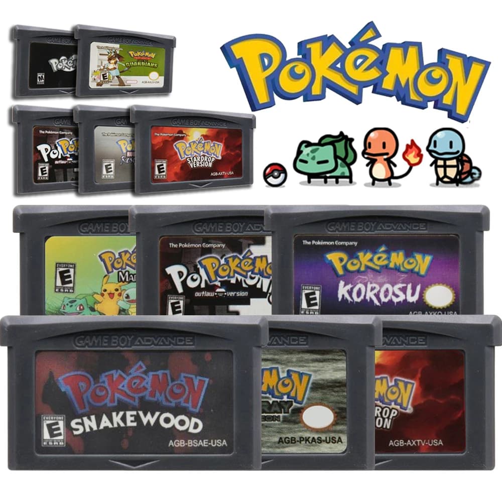 Pokemon GBA Game Cartridge 32-Bit Video Game Console Card AshGray Liquid Crystal Light Platinum Moemon Emerald English Language