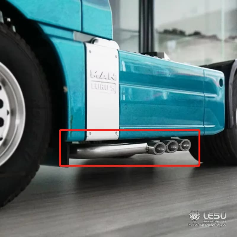 LESU 1/14 Tamiya Camion Gonna Laterale Tubo Di Scarico G-6116 Universale FAI DA TE A Tre Fori di Scarico Modello Modificato Accessori
