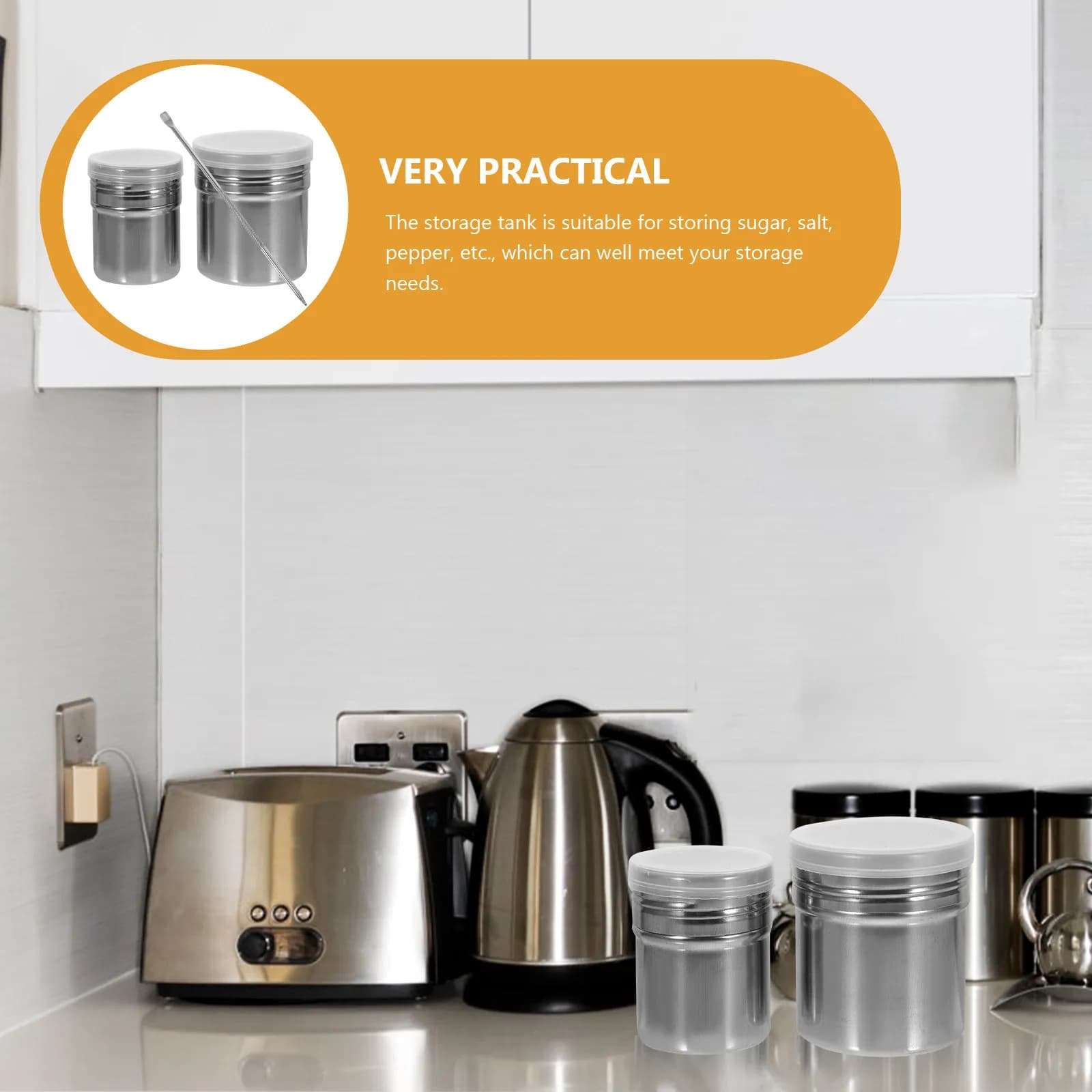 Set di 1 Bottiglia per Condimenti da Cucina in Acciaio Inox, Contenitore Ermetico per Sale, Zucchero, Pepe, Matcha, Barbecue, Campeggio, Ristorante