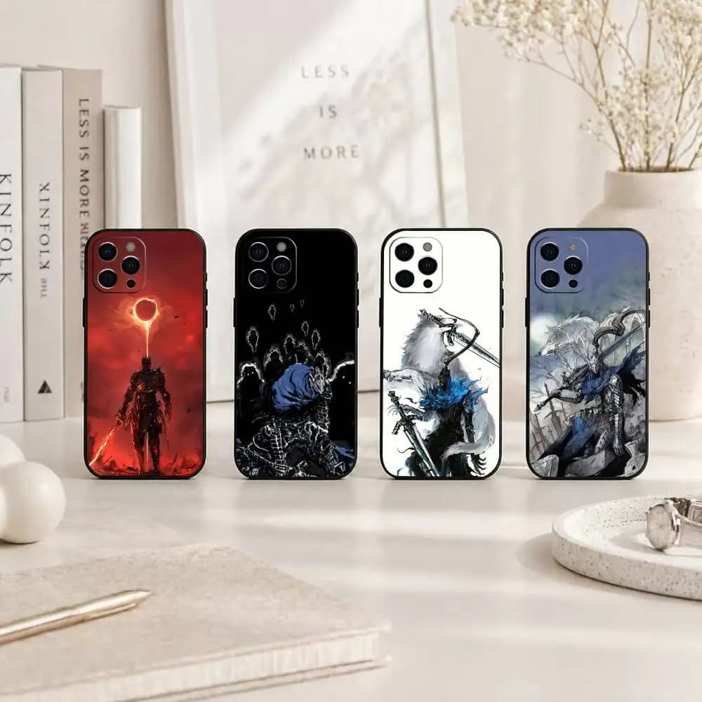 Cover Morbida Nera G-Game D-Dark S-Souls per iPhone 17, 16, 15, 14, 13, 12, 11 Plus, Pro Max e Altri Modelli