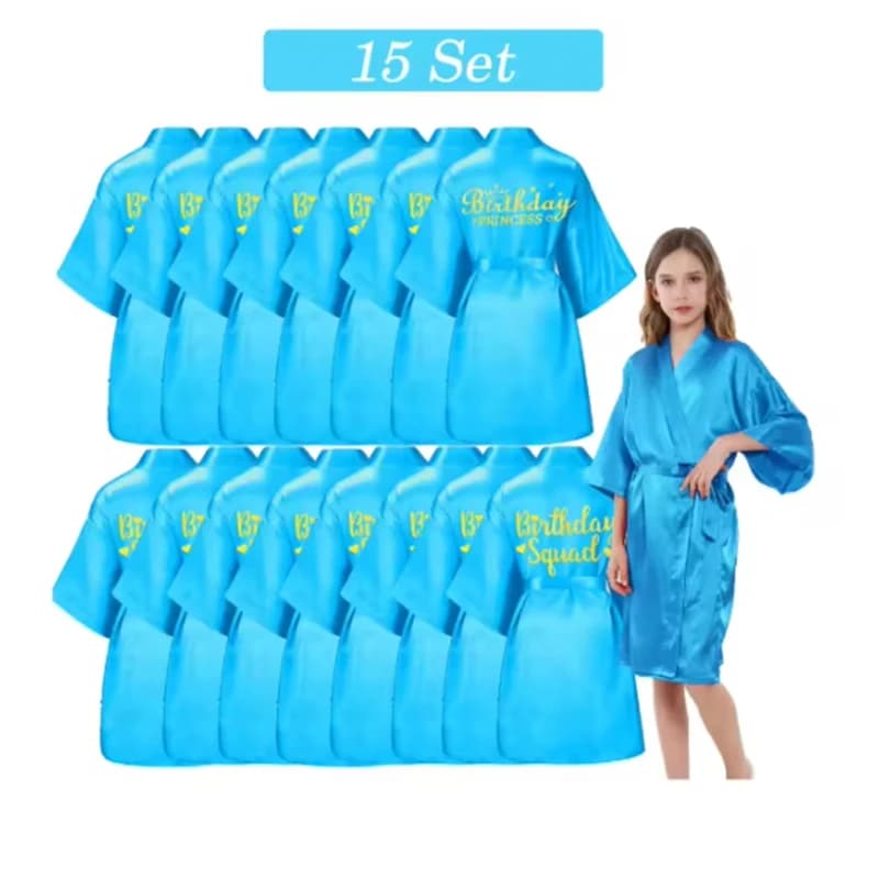 6-15 Set Spa Vestaglie per ragazze Spa Party Compleanno Squad Robe Bambini Accappatoio in raso Principessa Kimono Ragazza Sleepover Bomboniere