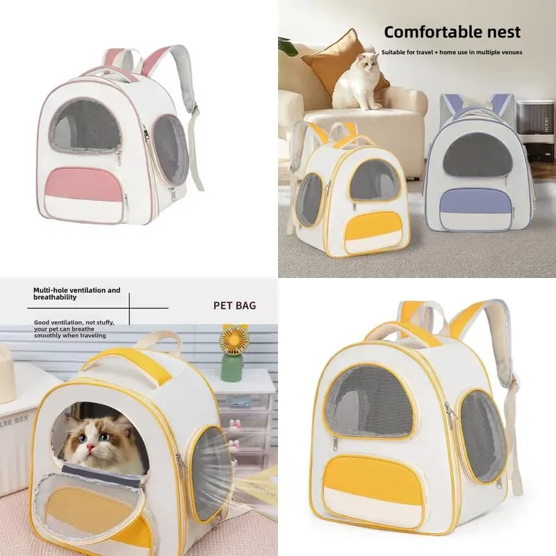 Portable Oxford Pet Backpack Transparent Carrier for Cats and Dogs 5kg Capacity Travel Bag