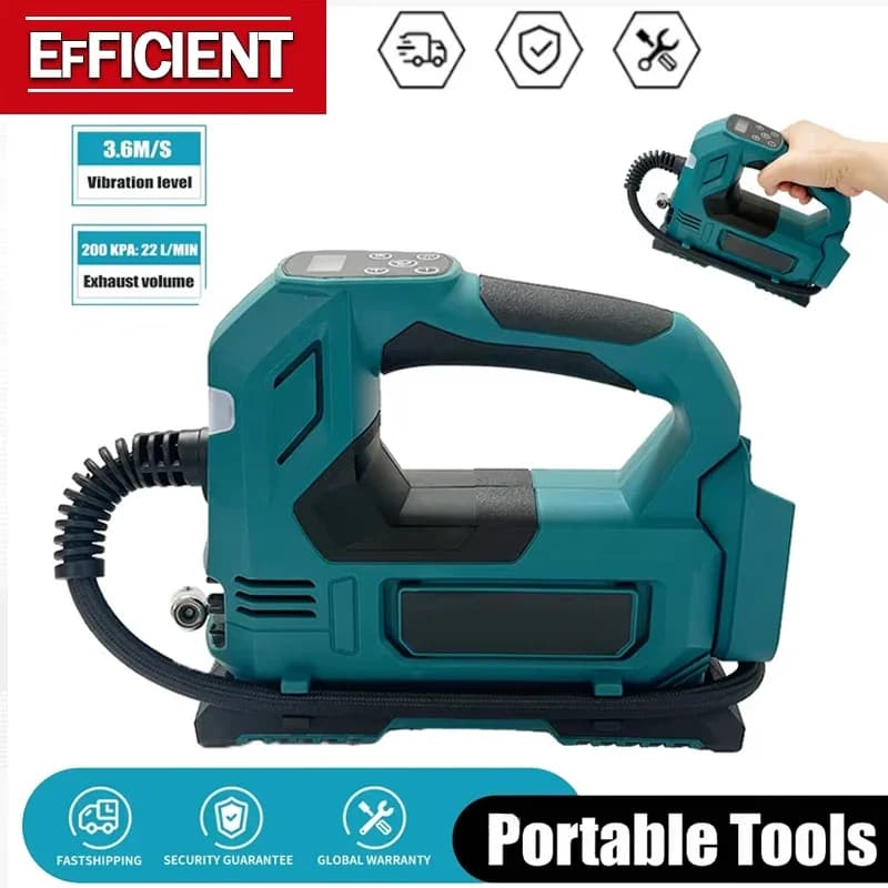 Compressore d'aria portatile senza fili, gonfiatore elettrico per pneumatici di auto e biciclette, compatibile con batteria Makita 18V