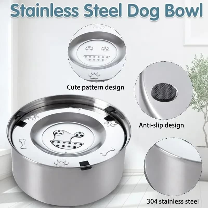 Ciotola galleggiante per cani in acciaio inossidabile 1L/3L, Dispenser d'acqua per cani antispruzzo senza fuoriuscite, ciotola per mangiatoia per cani e gatti antiscivolo