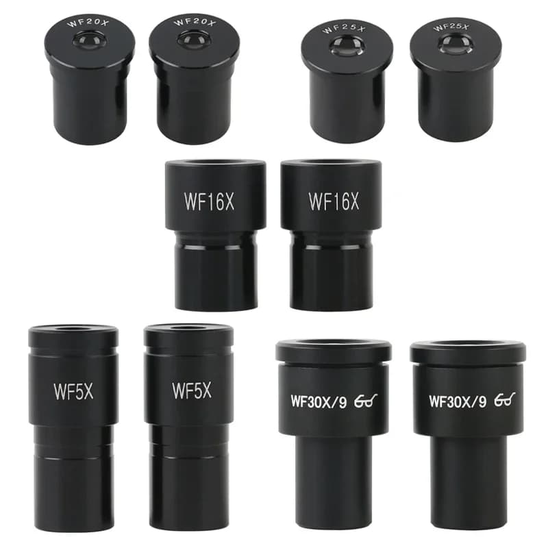 2 pz/set WF5X WF10X WF16X WF20X WF25X WF30X Microscopio Biologico Oculari Accessorio Ampio Campo Obiettivo Grandangolare 23.2mm Diametro