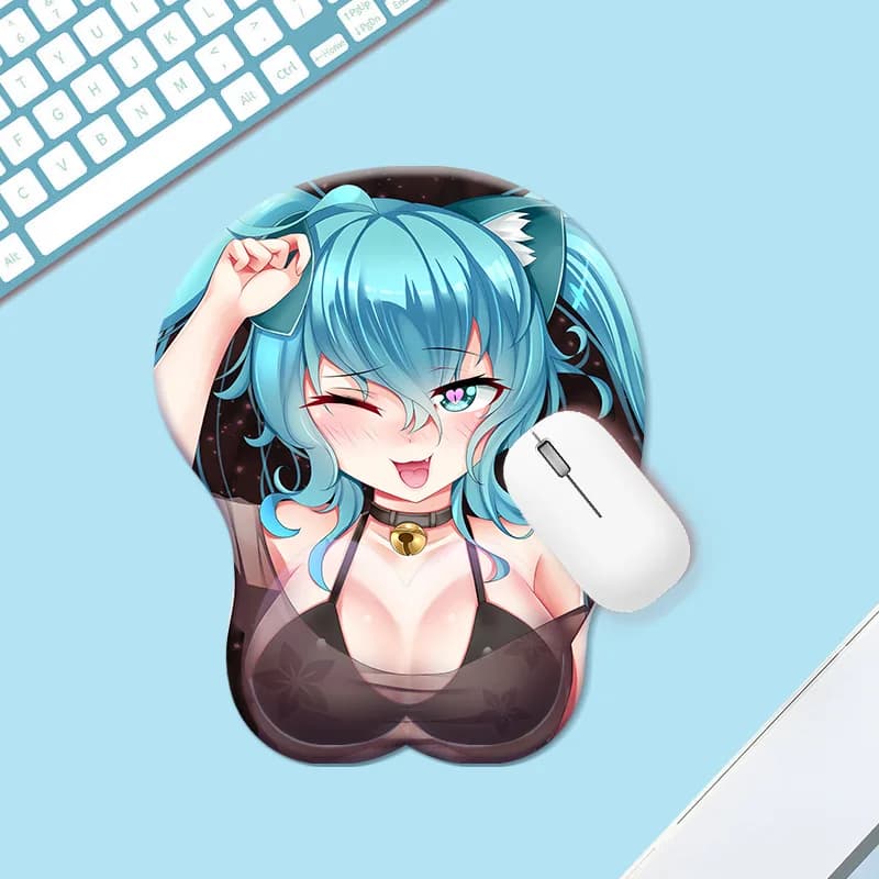 2023 Hatsune Miku Creative Cartoon Anime 3D Sexy Chest Silicone Mouse Pad supporto per il poggiapolsi Gaming Cute antiscivolo Mousepad Gift