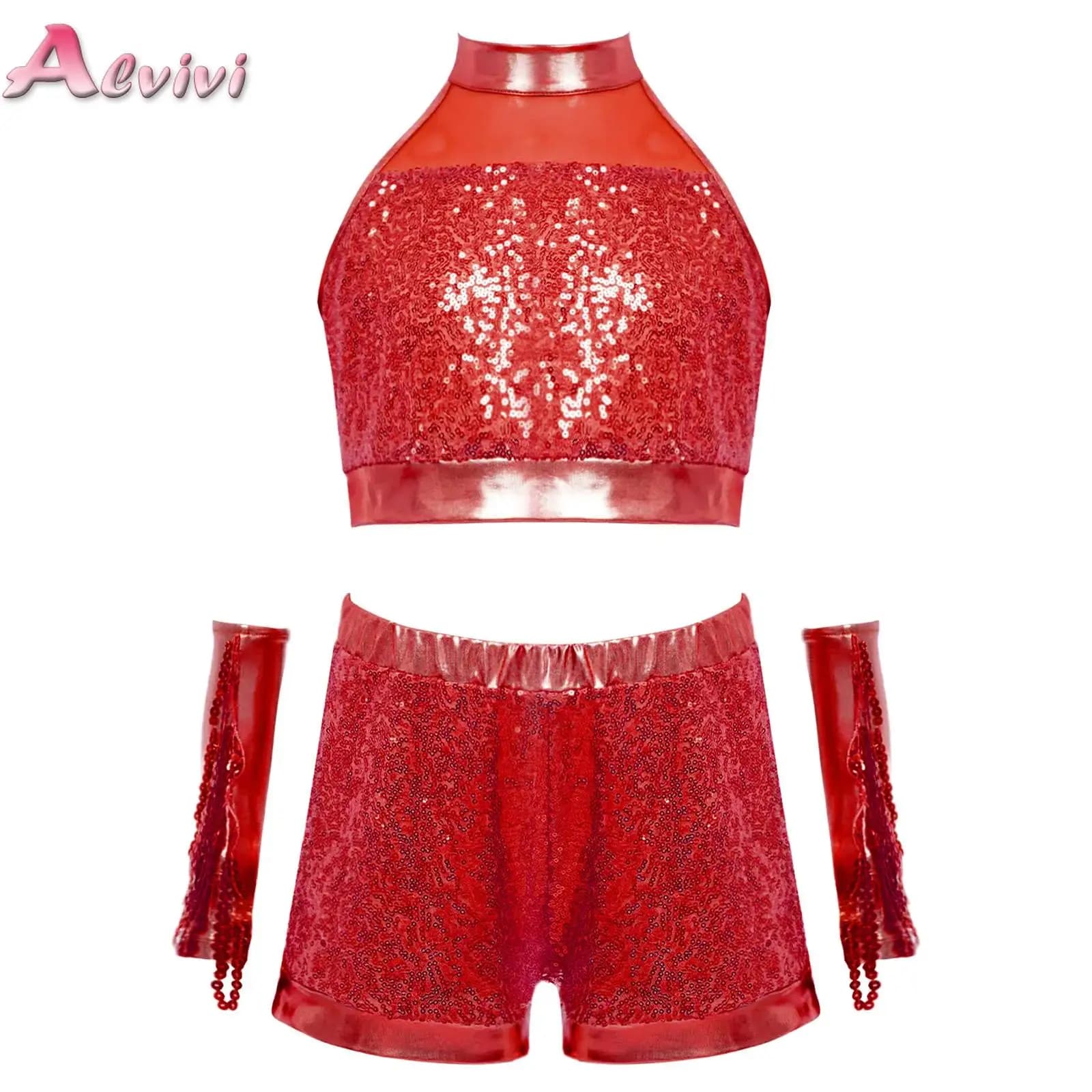 Set di vestiti per ragazze con paillettes per bambini, pattinaggio su ghiaccio, balletto, danza, costumi per spettacoli teatrali di danza jazz latina moderna