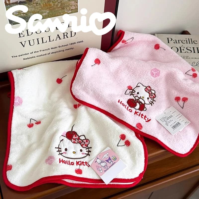 Sanrio Hello Kitty face towel, cute bathroom towel with hood to dry hair, soft and highly absorbent, fast drying