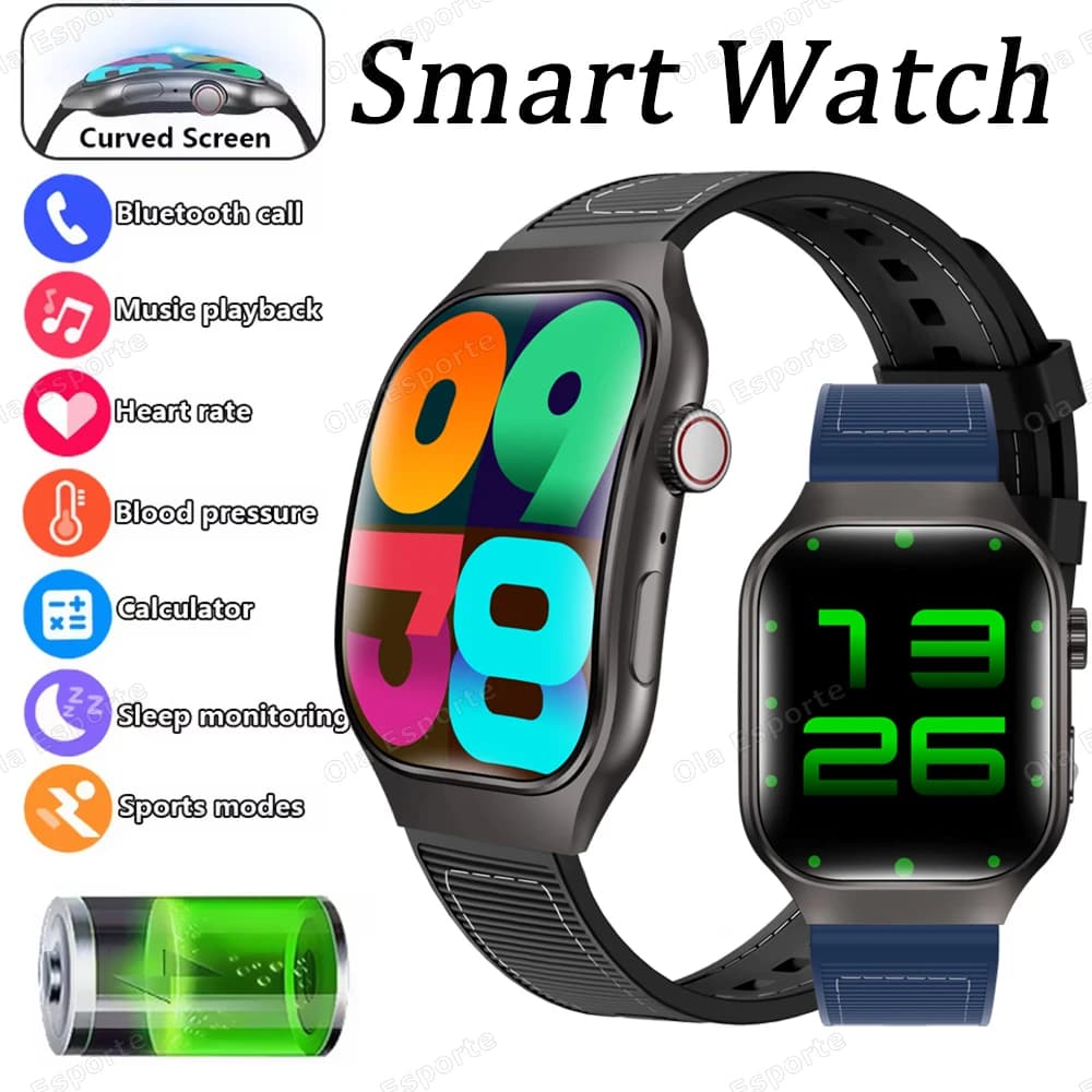 Nuovo Smartwatch 2026 con Chiamate Bluetooth per Uomo, Schermo Curvo HD da 2.01", Orologio Sportivo con Monitoraggio della Salute per Android iOS HW12