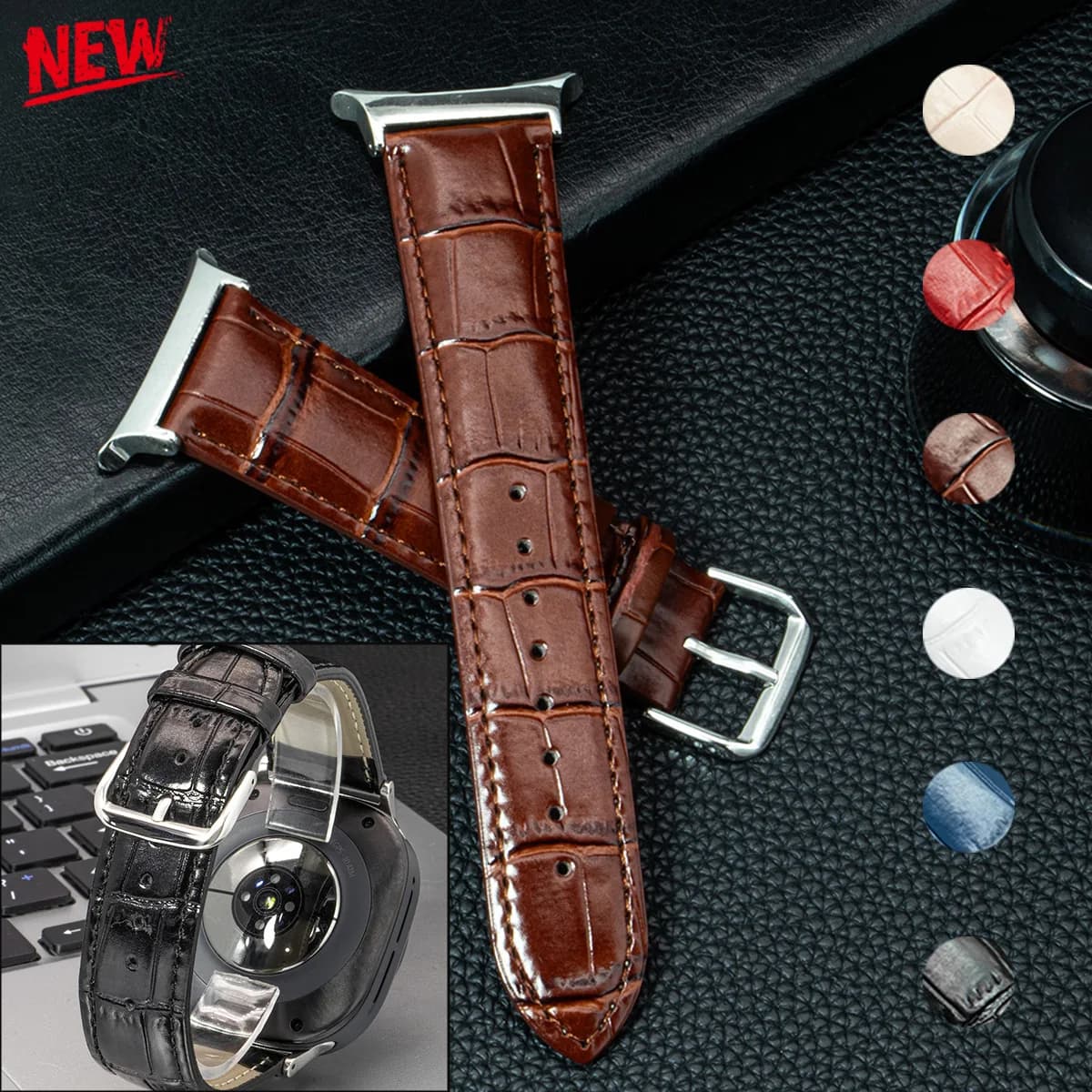 Nuovo cinturino per orologio in pelle per Samsung Galaxy Watch ultra 2025 Connettore in acciaio inossidabile Galaxy Watch 7ultra 47mm Donna Uomo cinturino