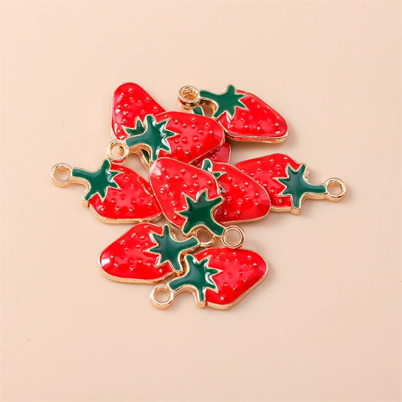 20 Pezzi Ciondoli Smaltati a Forma di Frutta 12x14mm, Ciondoli a Forma di Fragola per Creazione di Gioielli, Orecchini, Collane, Forniture per Artigianato Fai-da-Te