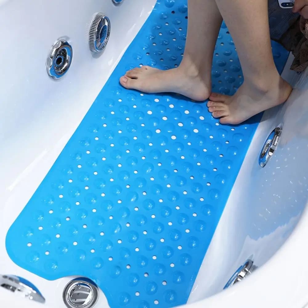 Tappetini da bagno antiscivolo caldi con fori di scarico e ventose con tappetino da bagno extra lungo lavabile in lavatrice per vasca da bagno con doccia