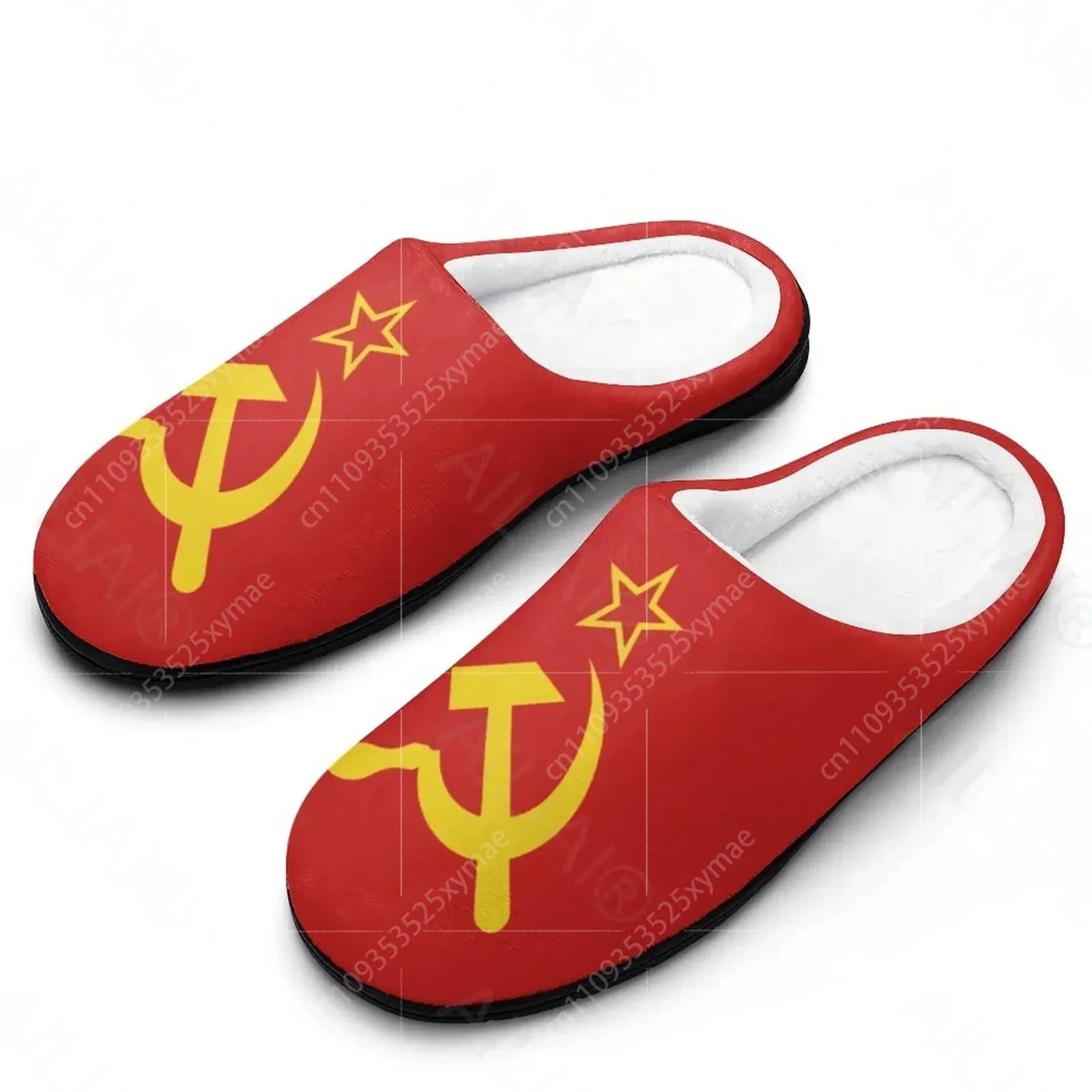 Pantofole Termiche Invernali in Cotone con Bandiera dell'Unione Sovietica CCCP URSS, Martello e Falcetto, per Uomo e Donna