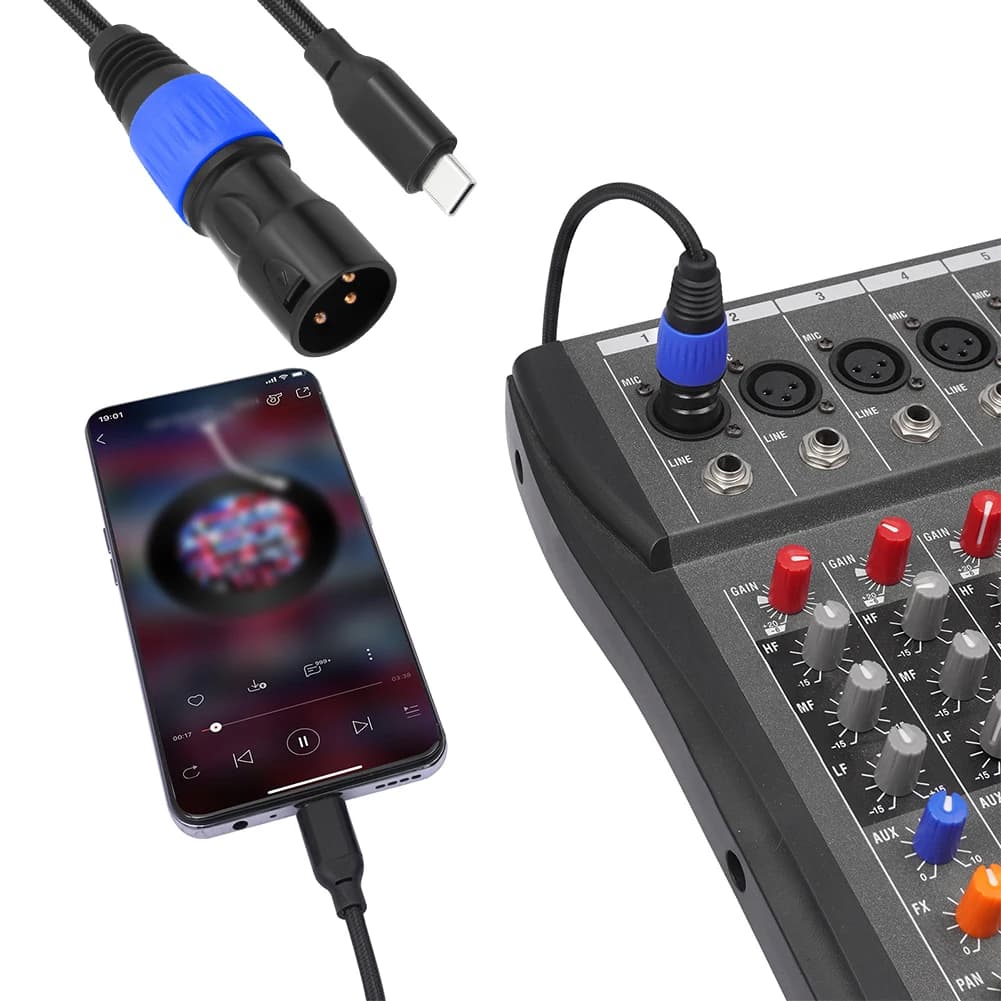 USB C cable to XLR type C to XLR male Audio cable Aux type C to XLR stereo cable with male output for console mixer speaker amplifier