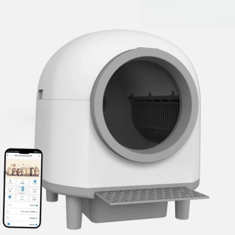 Lettiera per gatti automatica intelligente da 80 litri, autopulente, chiusa con avvisi APP, sensore di sicurezza per il controllo degli odori, facile da pulire per gatti di grandi dimensioni