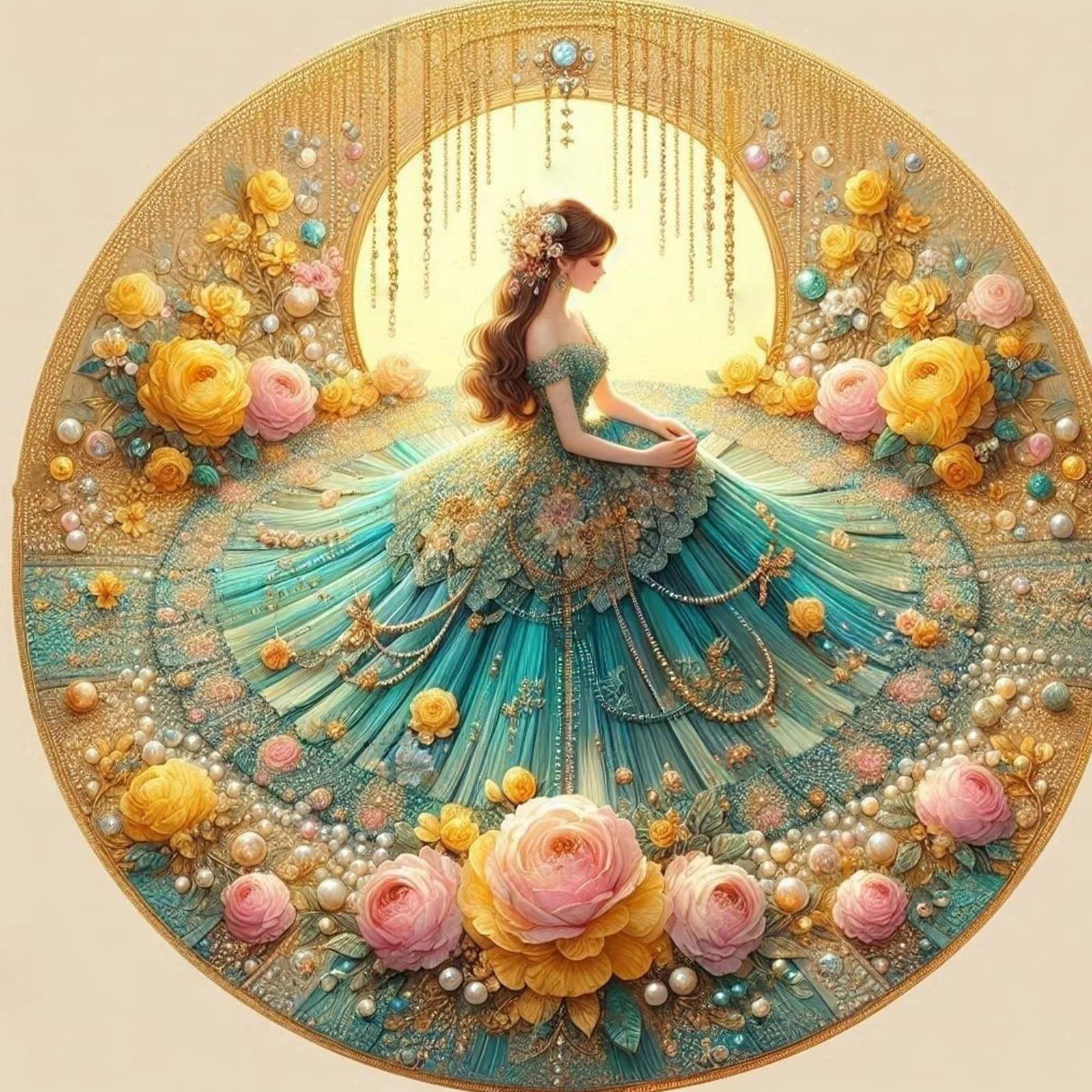 Kit di pittura diamante peonia 5D – Arte preziosa rotonda fai-da-te facile, artigianato coinvolgente, 40 * 40 cm / 15,75 * 15,75 pollici Decorazioni per la casa