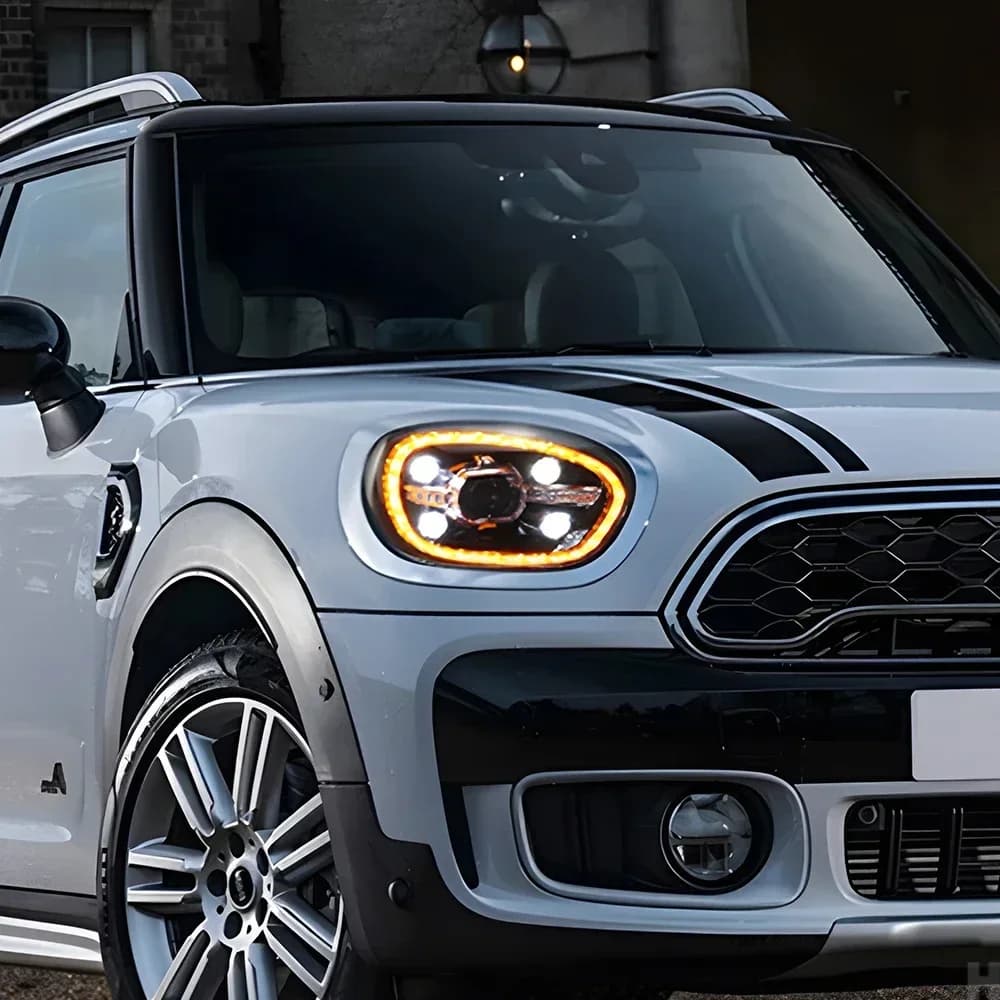 Fari LED Auto con Design a Cristalli per Mini Countryman F60 2017-2020, Lenti Proiettore Plug and Play, Accessori per Illuminazione