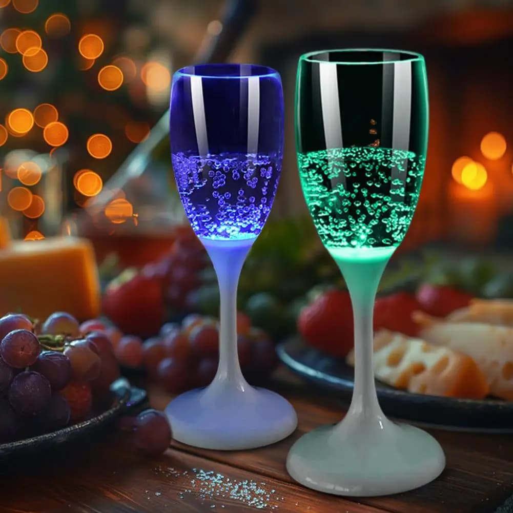 1/6Pcs LED Light Up Champagne Glass Party Shot Cups Coffee Milk Whiskey Drinking Glasses LED Wine Glass Party Decoration
