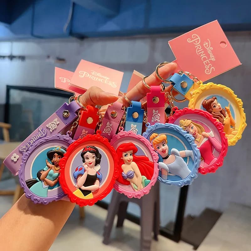 Cute Princess Keychain with Mirror Kawaii Purse Accessory Durable Acrylic Cartoon Gift for Women Girls