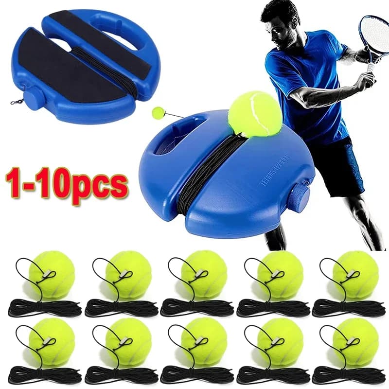 2S-Heavy Duty Tennis Training Aids Base With Elastic Rope Ball Practice Self-Duty Rebound Tennis Trainer Partner Sparring Device
