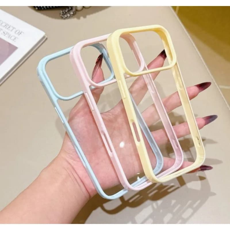 Cover Protettiva Sottile in Acrilico Colorato Dopamine per Apple iPhone 11 12 13 14 15 16 17 Pro Max Plus Trasparente