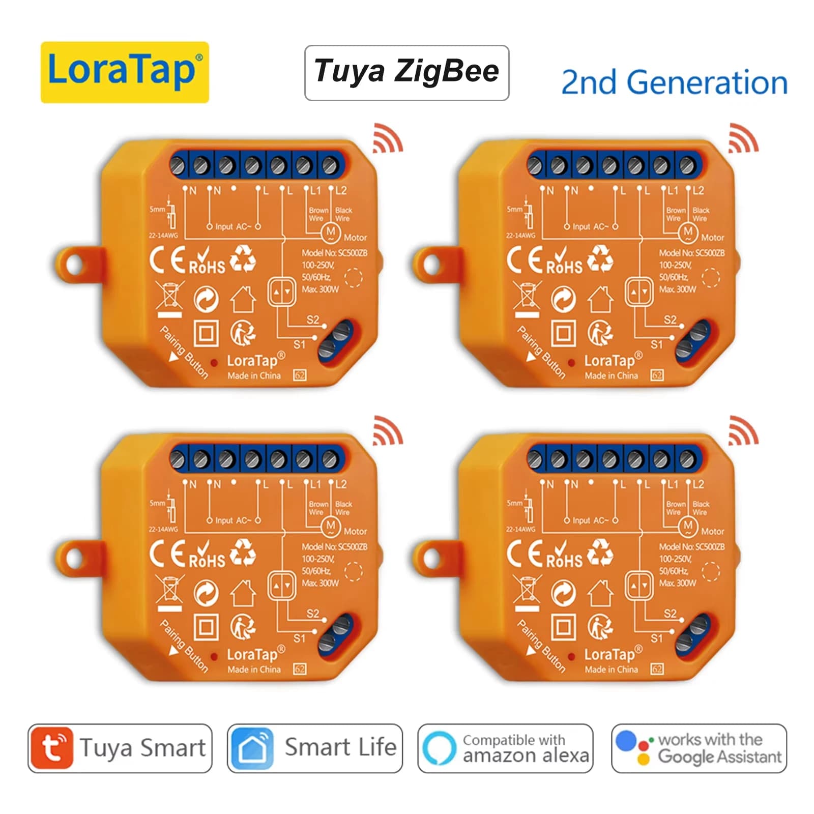 ZigBee blinds shutters switch control motor connected Google Home Alexa electric window LoraTap Tuya Smart Life