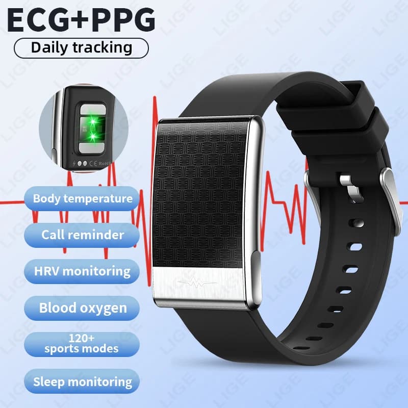 LIGE HRV Monitor Sport Band New Fitness Tracker Smart Bracelet for Health ECG Waterproof Without Screen Smartwatch Woman Man