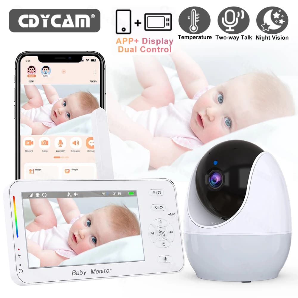 WiFi Baby Monitor 1080P Schermo da 4.3 pollici Videocamera interna Luce notturna WIFI APP Controllo vista Pet Baby Sorveglianza Tata