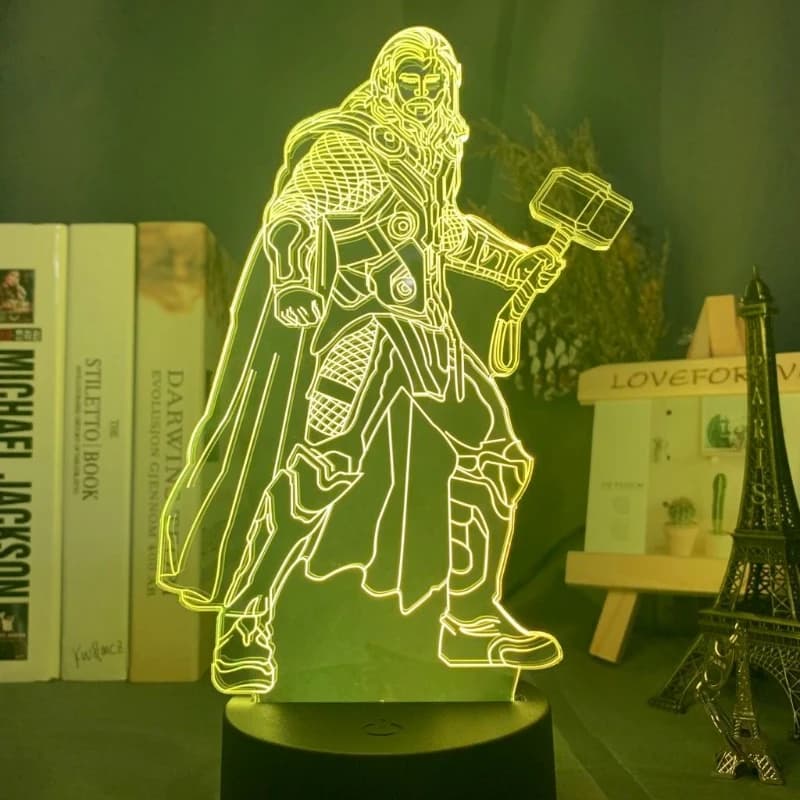 Marvel Avengers Thor Anime Cartoon Supporto in Acrilico Luminoso Creativo Decorazione Luce Notturna per Camera da Letto Studenti Regalo