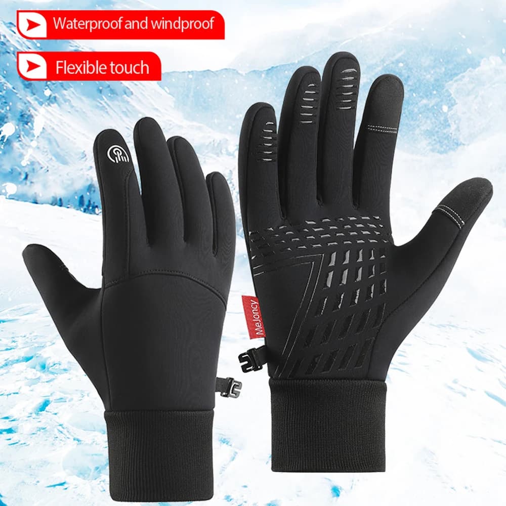 1Pair Durable Touch Screen Windproof Warm Winter Gloves Waterproof Non-Slip Bicycle Gloves UnisexOutdoor Sports Gloves