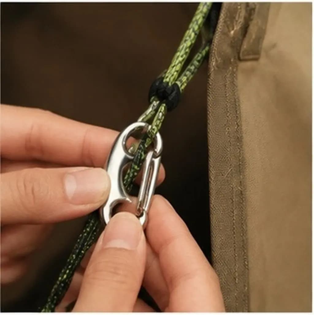 2Pcs Stainless Steel Wire Rope Shackles Egg Shape Buckles Quick Hanging Rope Lock Buckle for Climbing Tent Pet Chain