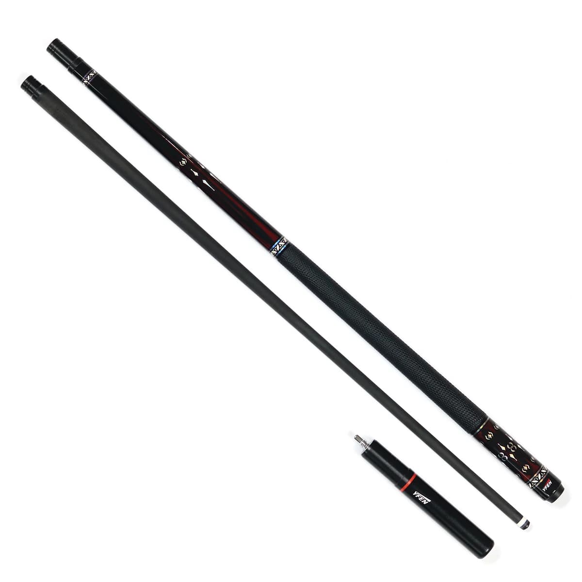YFEN M2-S 1/2-pc Carbon Fiber Graphite Nine-ball Billiard Pool Cue Stick with Leather grip and Mini Butt. Extension