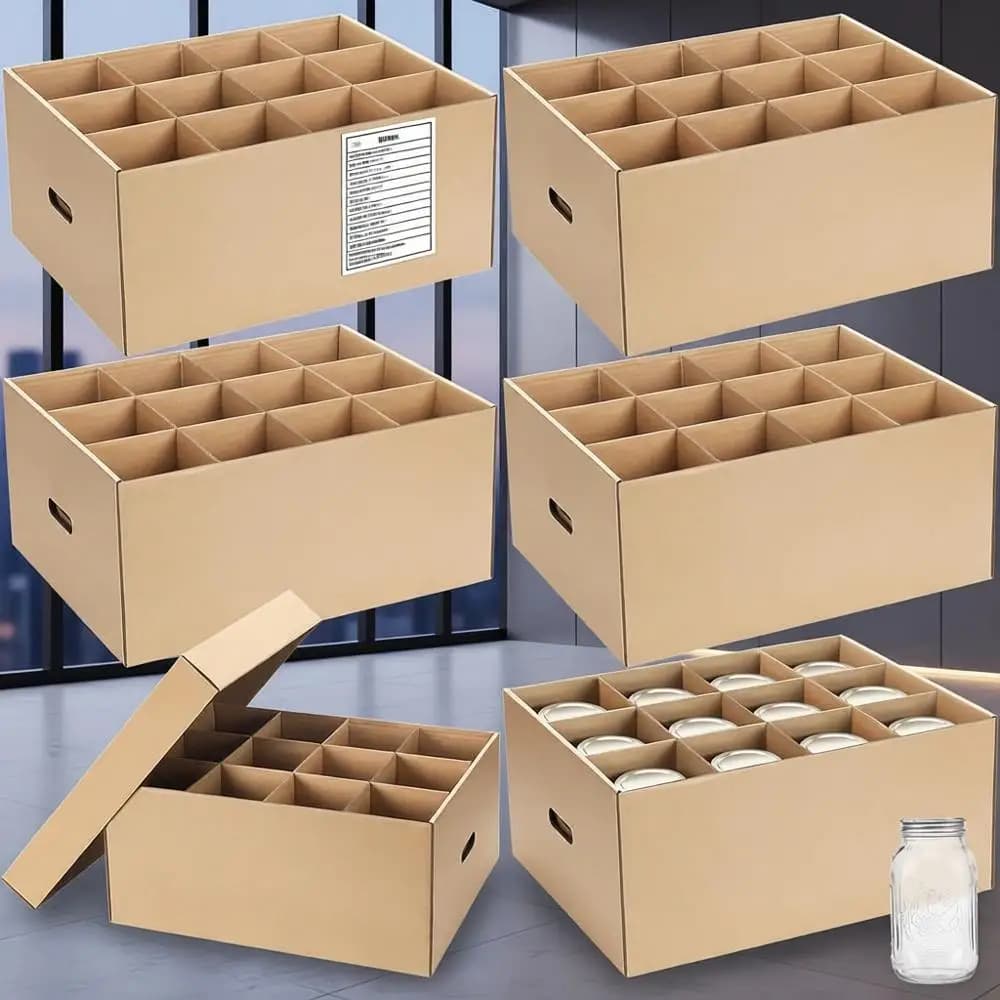 Contenitori Impilabili da 32 oz per Barattoli Mason con Coperchi, Manici e Divisori per Conservazione e Organizzazione (Naturale)