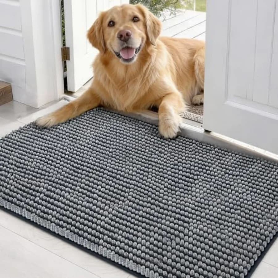 Super Absorbent Dog Door Mat for Muddy Paws 30x20 Inch Indoor, Front Doormat Outside Entrance, Quick Dry Chenille Washable Dog