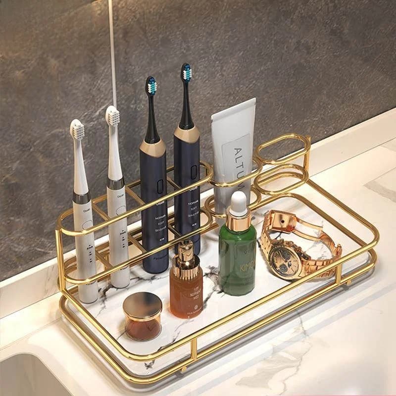Portaspazzolino da Bagno di Lusso, Contenitore da Scrivania in Plastica, Portabicchieri per WC, Organizer per Lavabo, Stile Coreano, per Adulti