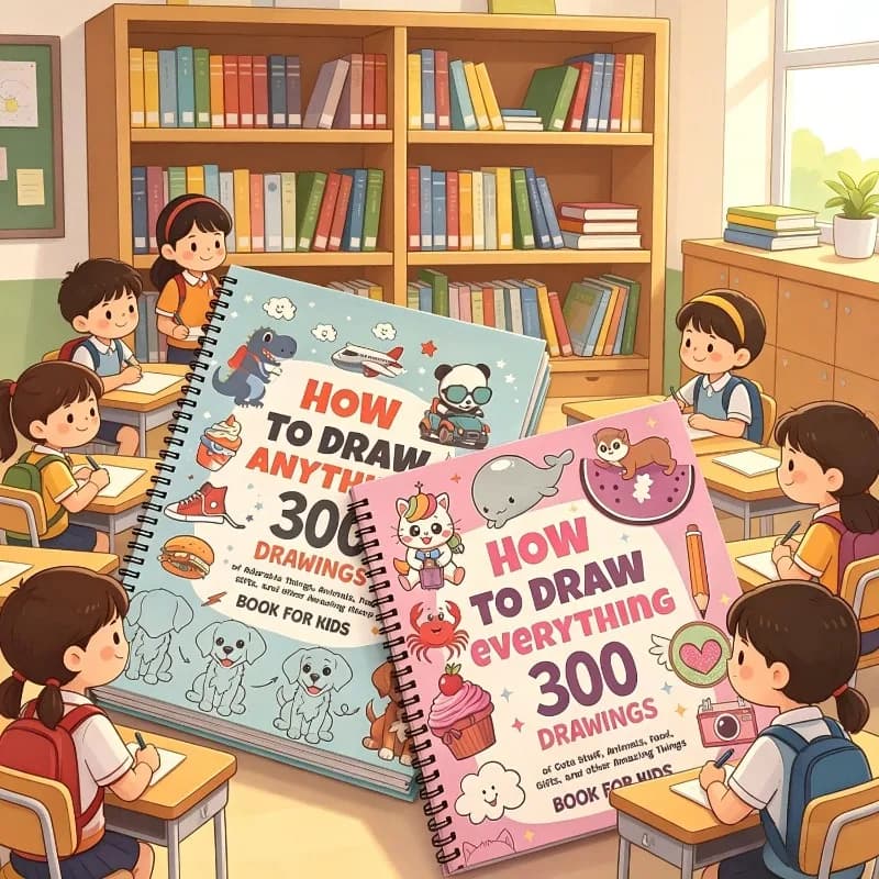 2Pcs Kids Step By Step Drawing Book 300 Drawings How To Draw Anything Everything Preschool Educational Gift Coloring Book