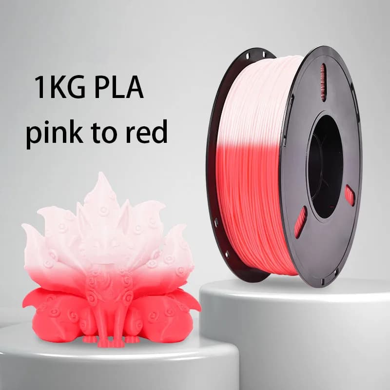 Filamento per Stampante 3D PLA con Cambio Colore da Rosso a Bianco, Precisione +/- 0,03 mm, Bobina da 1KG (0,55 libbre), Compatibile con la Maggior Parte delle Stampanti 3D FDM