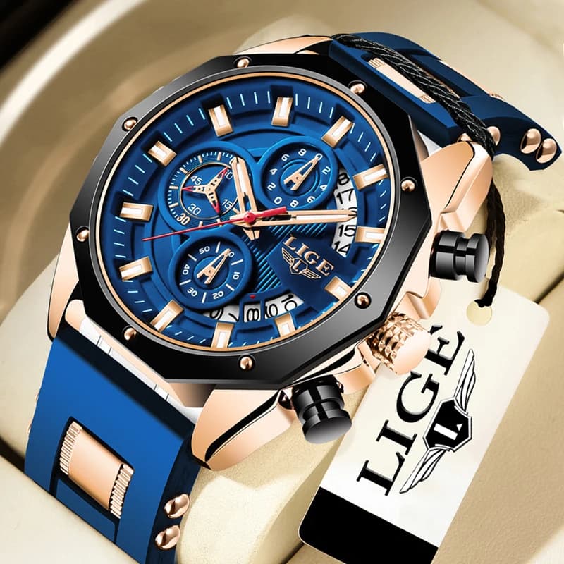LIGE Fashion Men Watch Top Brand Luxury Silicone Sport orologi uomo quarzo data orologio orologio da polso impermeabile cronografo orologio uomo