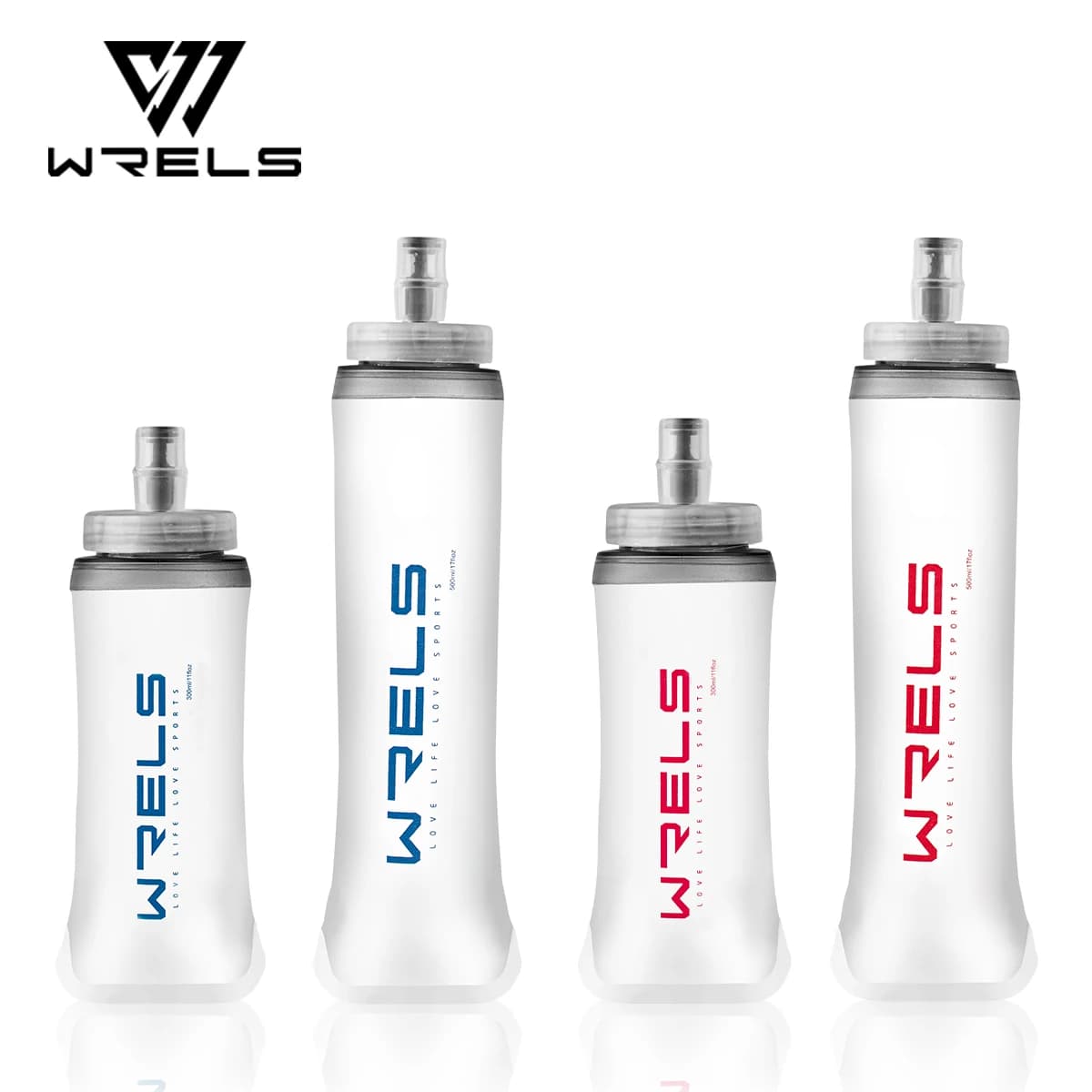 WRELS Soft Flask TPU Leakproof BPA Free Wide Mouth Bite Valve Collapsible Running Hydration Vest Marathon Trail Water Bottle