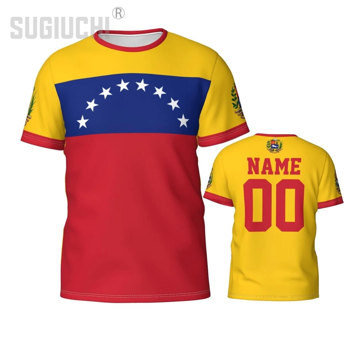 Magliette 3D con emblema della bandiera del Venezuela, nome e numero personalizzati, per uomo e donna, abbigliamento da squadra, regalo per tifosi di calcio.