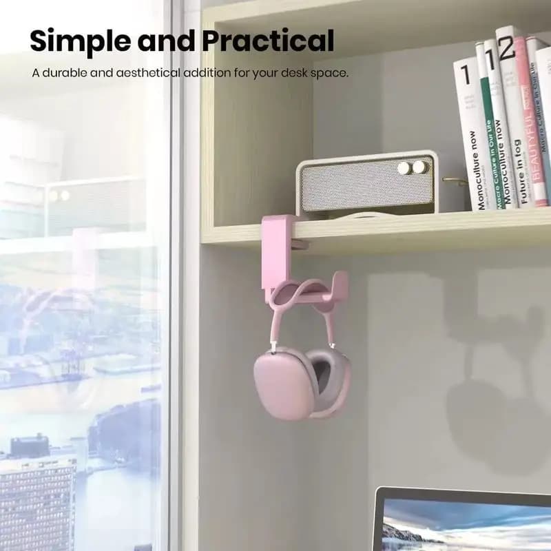 Langkes High-End Gaming Headphone Stand No Drill PC Headset Holder Adjustable Table Mount Cable Clip Organizer Desk Hook Storage