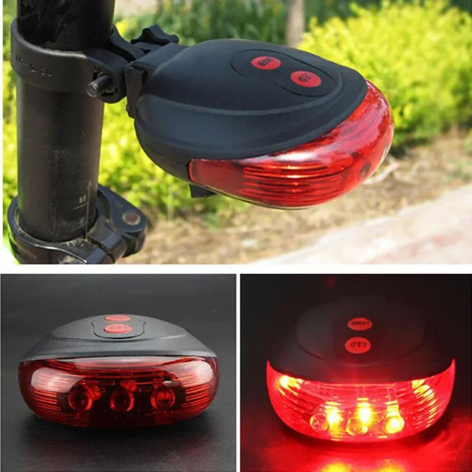 Red rear light for mountain bike Rear light flashing laser for night driving Bike safety indicator
